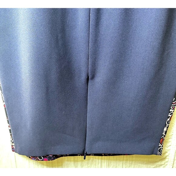PINKO Women's Navy Blue w/Multicolor Paisley Print Midi Pencil Skirt Sz 8 Italy - Picture 8 of 16